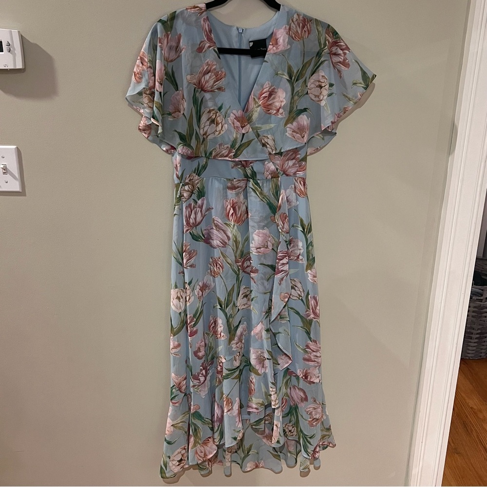 Maison Tara Sky Blue Floral Dress